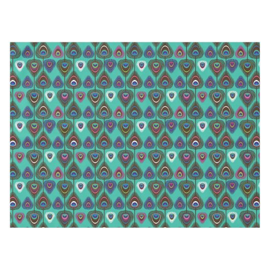 niedliches Pfaufedermuster Tischdecke (Vorderseite (Horizontal))