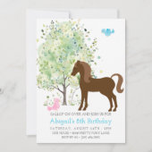 Niedliches Pferd, Bäume, Pferdereiten - Geburtstag Einladung (Vorderseite)