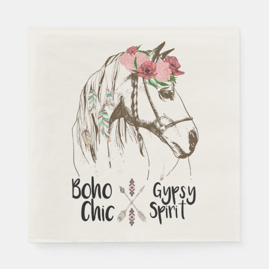 Niedliches Pferd Boho Western Land Reittiere Party Serviette (Vorderseite)