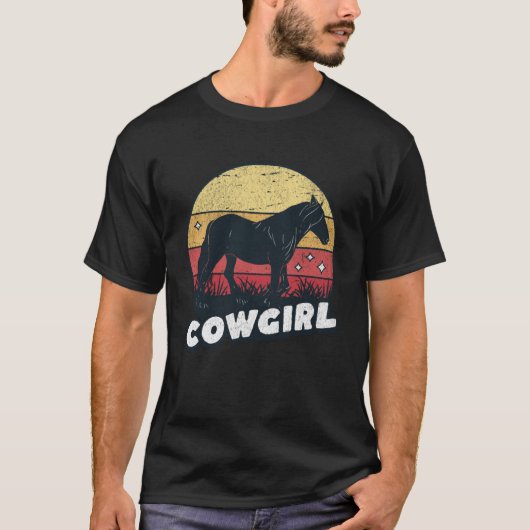 Niedliches Pferd Cowgirl Western Reitweg Barre T-Shirt (Vorderseite)