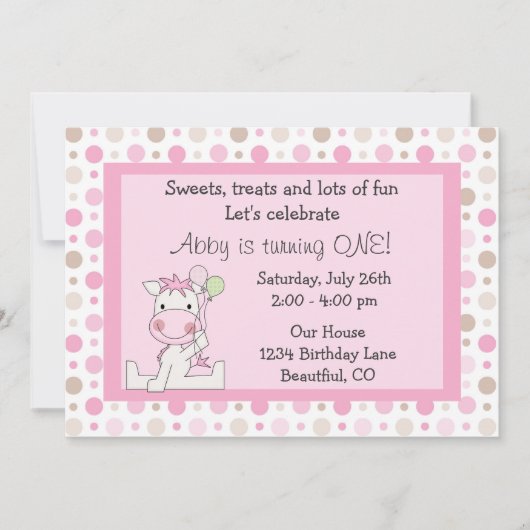 Niedliches Pferd Einladung zum 1. Geburtstag (Vorderseite)