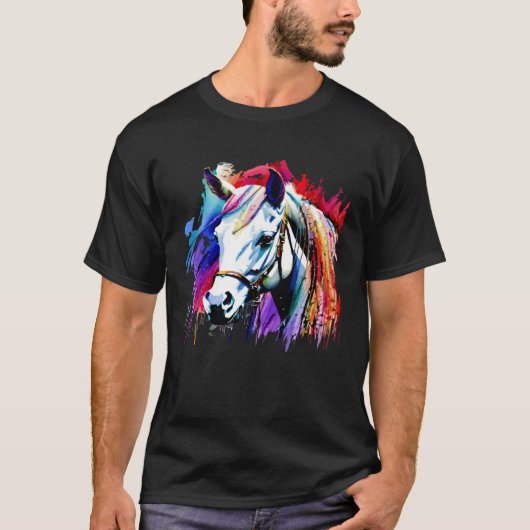 Niedliches Pferd Farbenfrohe Regenbogenfarben für T-Shirt (Vorderseite)