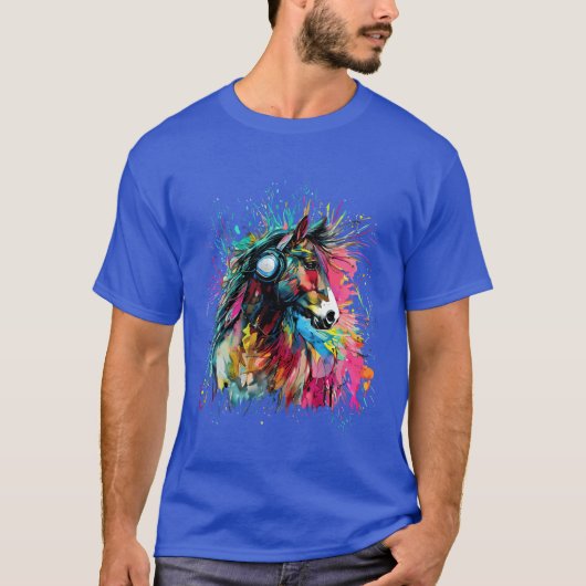Niedliches Pferd Farbenfrohe Regenbogenfarben für T-Shirt (Vorderseite)
