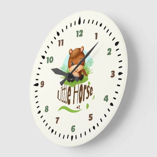 Niedliches Pferd Große Wanduhr (Winkel)