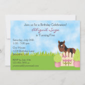 Niedliches Pferd ~ Hübscher Rosa Stall zum Geburts Einladung (Rückseite)