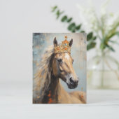 Niedliches Pferd in Krone Postkarte (Stehend Vorderseite)
