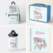 Niedliches Pferd mit Blume Zurück zur Schule Mädch Notizblock