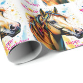 Niedliches Pferd mit dem Geburtsdatum Ribbons Name Geschenkpapier (Rolleneckpunkt)