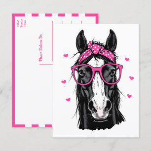 Niedliches Pferd Pink Bandana Hallo Denken Sie an  Postkarte