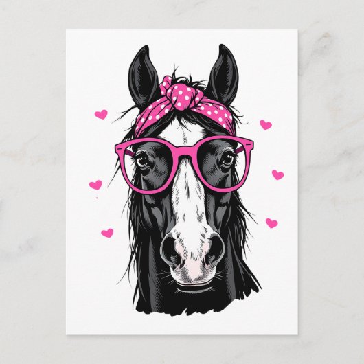 Niedliches Pferd Pink Bandana Hallo Denken Sie an  Postkarte (Vorderseite)