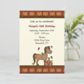 Niedliches Pferd, Pumpkins, Herbstleaves Herbst Ge Einladung (Stehend Vorderseite)