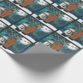 Niedliches Pferd, Schneemann, Weihnachtsmann und R Geschenkpapier (Ecke)