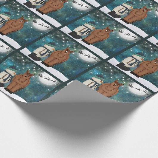 Niedliches Pferd, Schneemann, Weihnachtsmann und R Geschenkpapier (Ecke)