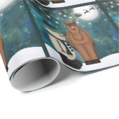 Niedliches Pferd, Schneemann, Weihnachtsmann und R Geschenkpapier (Rolleneckpunkt)