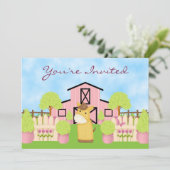 Niedliches Pferd, Stall und Garten Einladung zum G (Stehend Vorderseite)