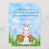 Niedliches Pferd und Hay Girls Kinderdusche Einlad Einladung (Vorne/Hinten)