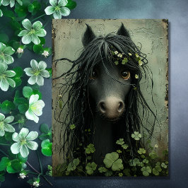 Niedliches Pferd und Kleeblätter St. Patrick's Day Karte