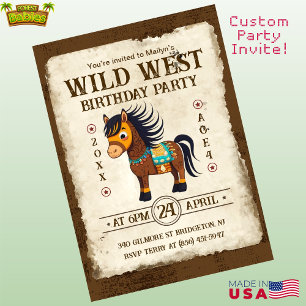 Niedliches Pferd Wild Westpony Einladung zur Gebur