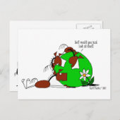 Niedliches Pferd & Wilde Blume Cartoon Postkarte (Vorne/Hinten)