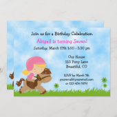 Niedliches Pferd zum Geburtstag Einladung von Mädc (Vorne/Hinten)