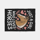 Niedliches Pferdchen Nur ein Mädchen, das Lieben m Fleecedecke (Vorderseite (Horizontal))