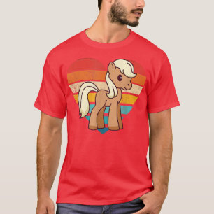 Niedliches Pferdedesign Retro-Herzform Vintag T-Shirt