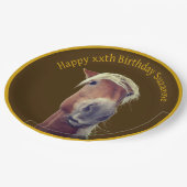 Niedliches Pferdegesicht Personalisiert Geburtstag Pappteller (Schrägansicht)