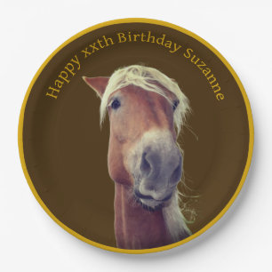 Niedliches Pferdegesicht Personalisiert Geburtstag Pappteller
