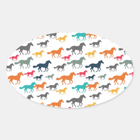 Niedliches Pferdemuster Ovaler Aufkleber (Vorderseite)