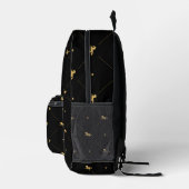 Niedliches Pferdemuster Schwarz & Gold Bedruckter Rucksack (Rechts)