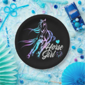 Niedliches Pferderennen Reittier Schwarzer Western Pappteller (Party)