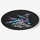 Niedliches Pferderennen Reittier Schwarzer Western Pappteller (Schrägansicht)