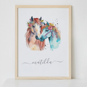 Niedliches Pferdeschlitten Dekor im Schlafzimmer W Poster