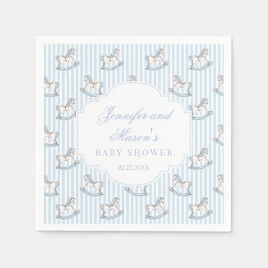 Niedliches Pferdeschuhspielzeug aus blauem Holz, B Serviette (Vorderseite)