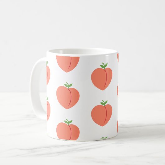 Niedliches Pfirsichfarbenes Fruchtmuster Kaffeetasse (Vorderseite Links)