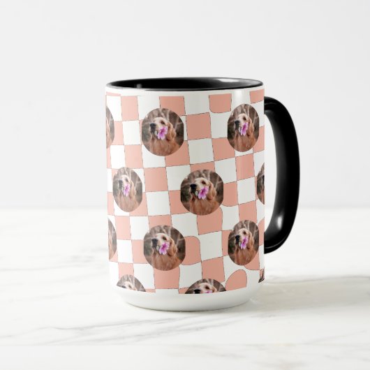 Niedliches Pfirsichfoto Collage Pets Lover Pattern Tasse (VorderseiteRechts)