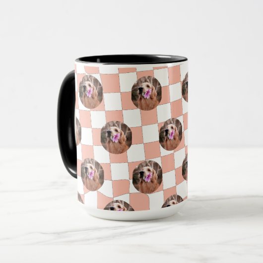 Niedliches Pfirsichfoto Collage Pets Lover Pattern Tasse (Vorderseite Links)