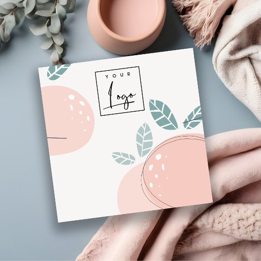 Niedliches Pfirsichfrucht Abstrakte, fette Nekklac Quadratische Visitenkarte