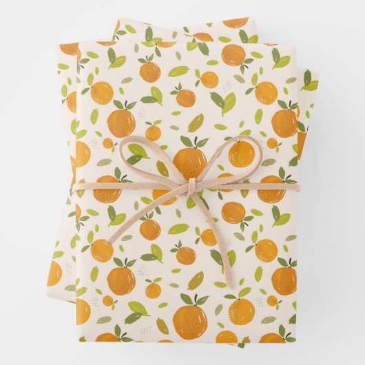 Niedliches Pfirsichfruchtmuster Geschenkpapier Set (Beispiel)