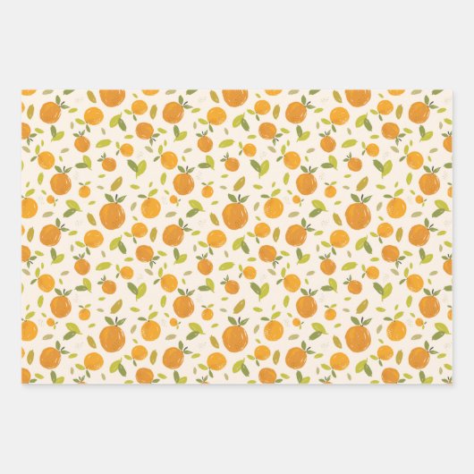 Niedliches Pfirsichfruchtmuster Geschenkpapier Set (Vorderseite)