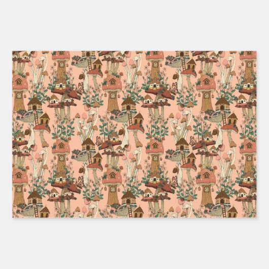 Niedliches Pfirsichkernmuster Muster Geschenkpapier Set (Vorderseite 3)