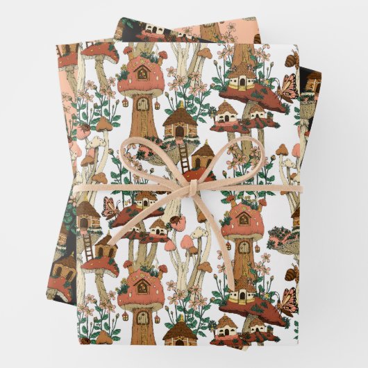 Niedliches Pfirsichkernmuster Muster Geschenkpapier Set (Beispiel)