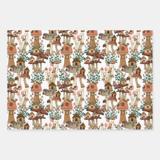 Niedliches Pfirsichkernmuster Muster Geschenkpapier Set (Vorderseite)