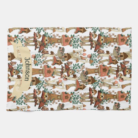 Niedliches Pfirsichkernmuster Muster Geschirrtuch (Horizontal)