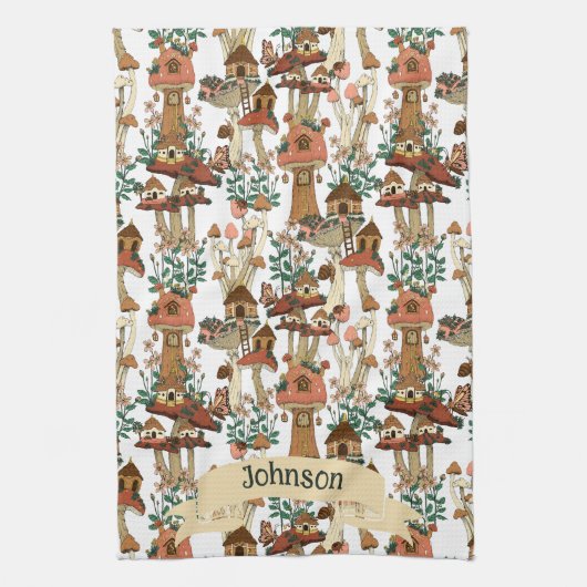 Niedliches Pfirsichkernmuster Muster Geschirrtuch (Vertikal)