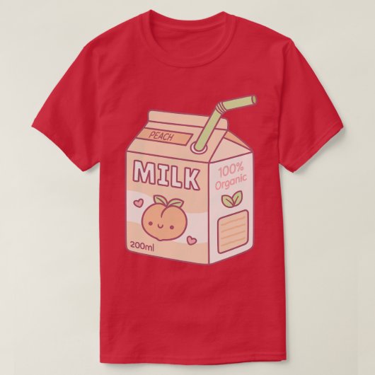 Niedliches Pfirsichmilchkarton T-Shirt (Design vorne)