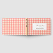 Niedliches pfirsichrosa Gingham kariertes Party Gästebuch (Voll)