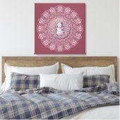Niedliches Pflasterrosa Schneemann Dot Mandala Leinwanddruck (Insitu (Schlafzimmer))