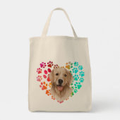 Niedliches Pfoten Herzgolden Hund Welpen Haustier Tragetasche (Rückseite)