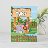 Niedliches Phantastisches Zoo-Tier-Party Einladung (Stehend Vorderseite)